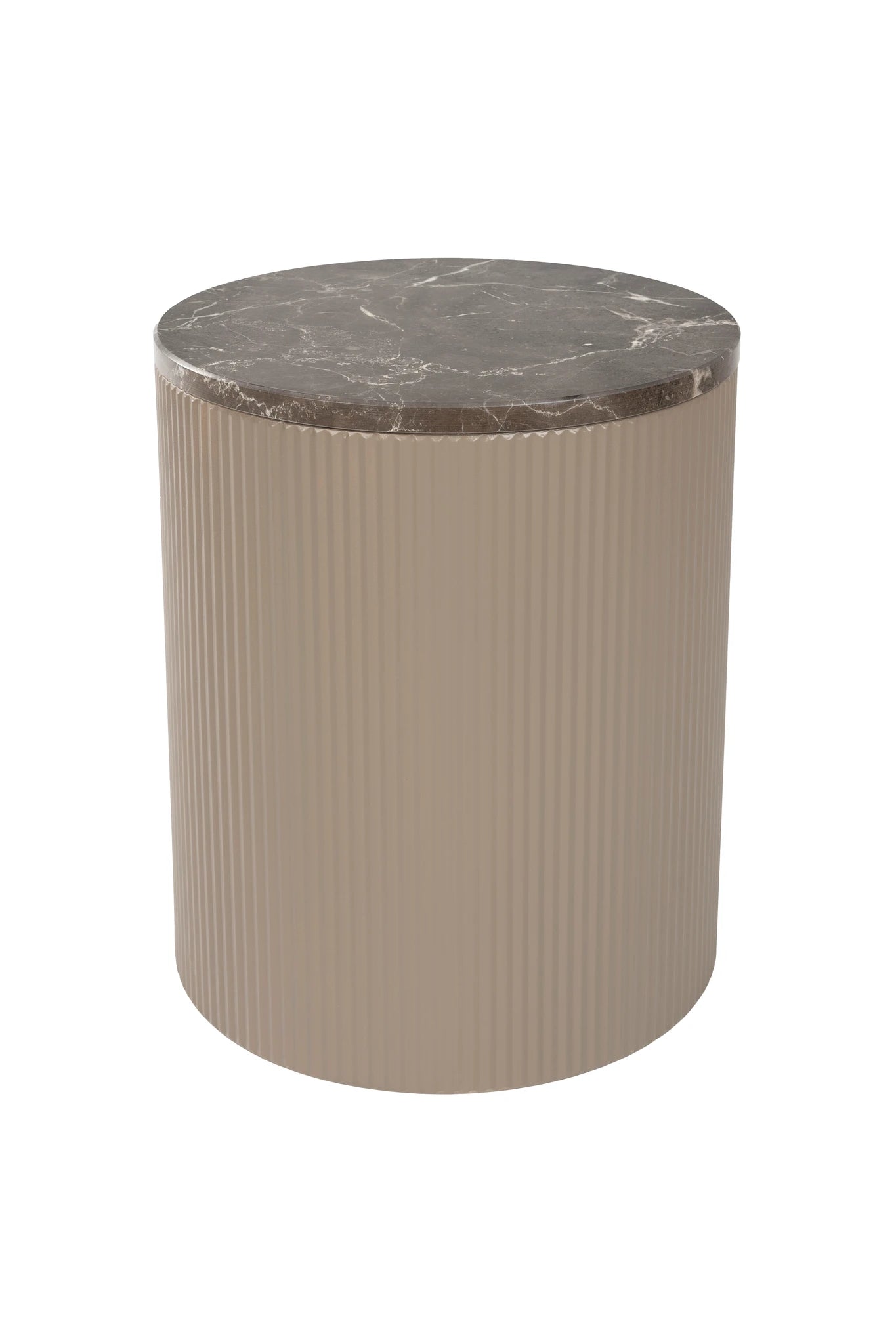 Anna Brown Marble Ribbed Drum Side Table