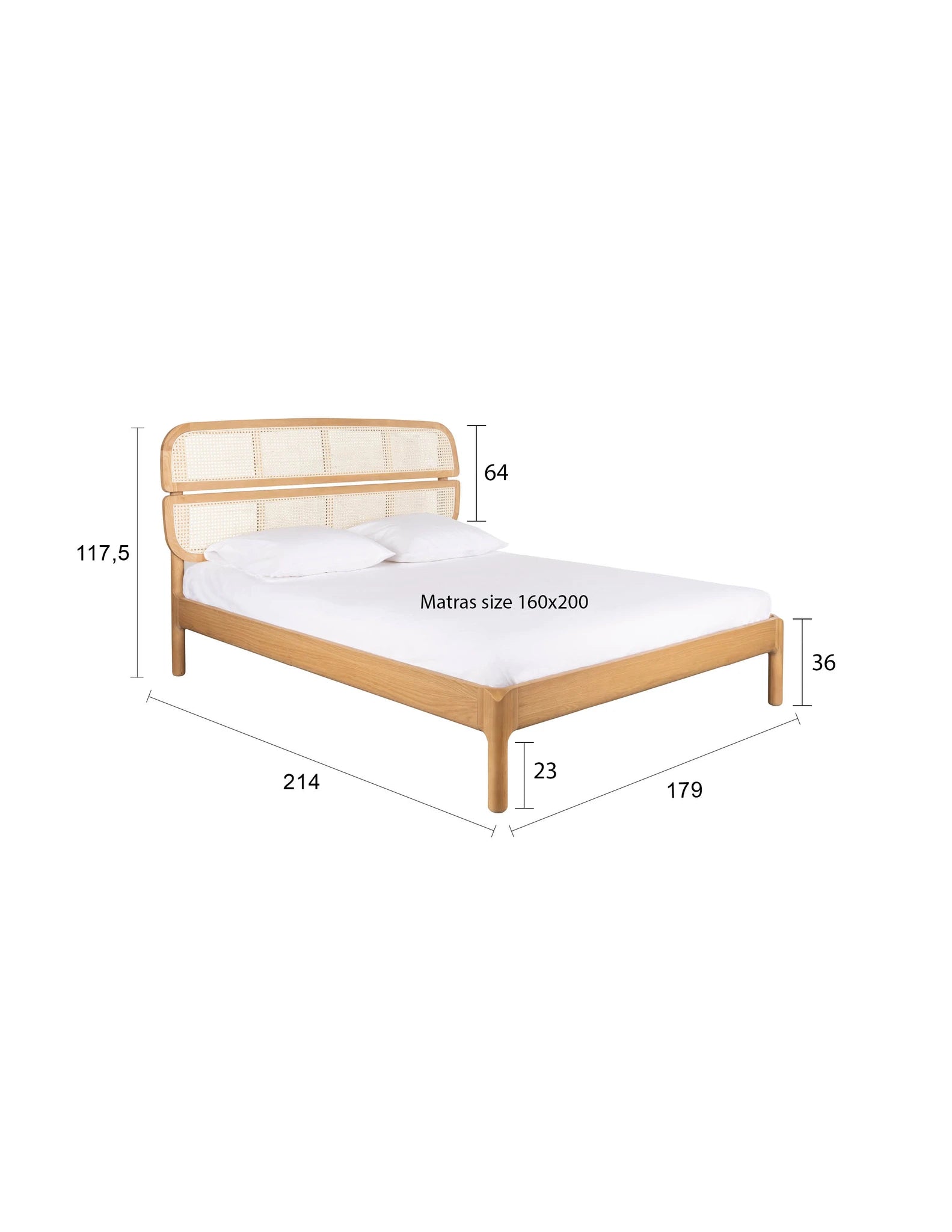 Zuiver Storm Webbing Natural Oak Wood Bed 160cm