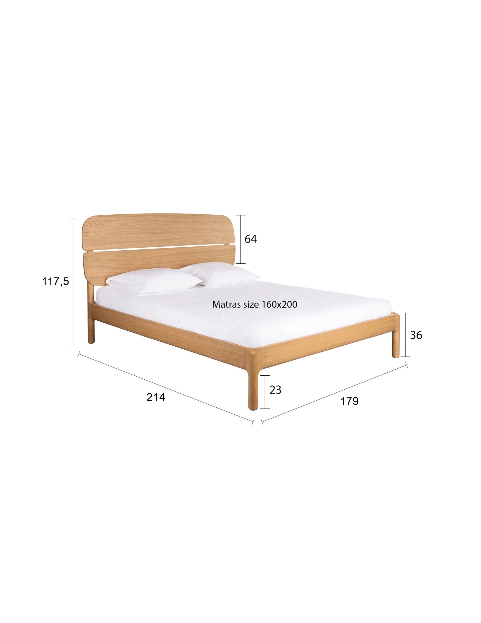 Zuiver Storm Natural Oak Wood Bed 160cm