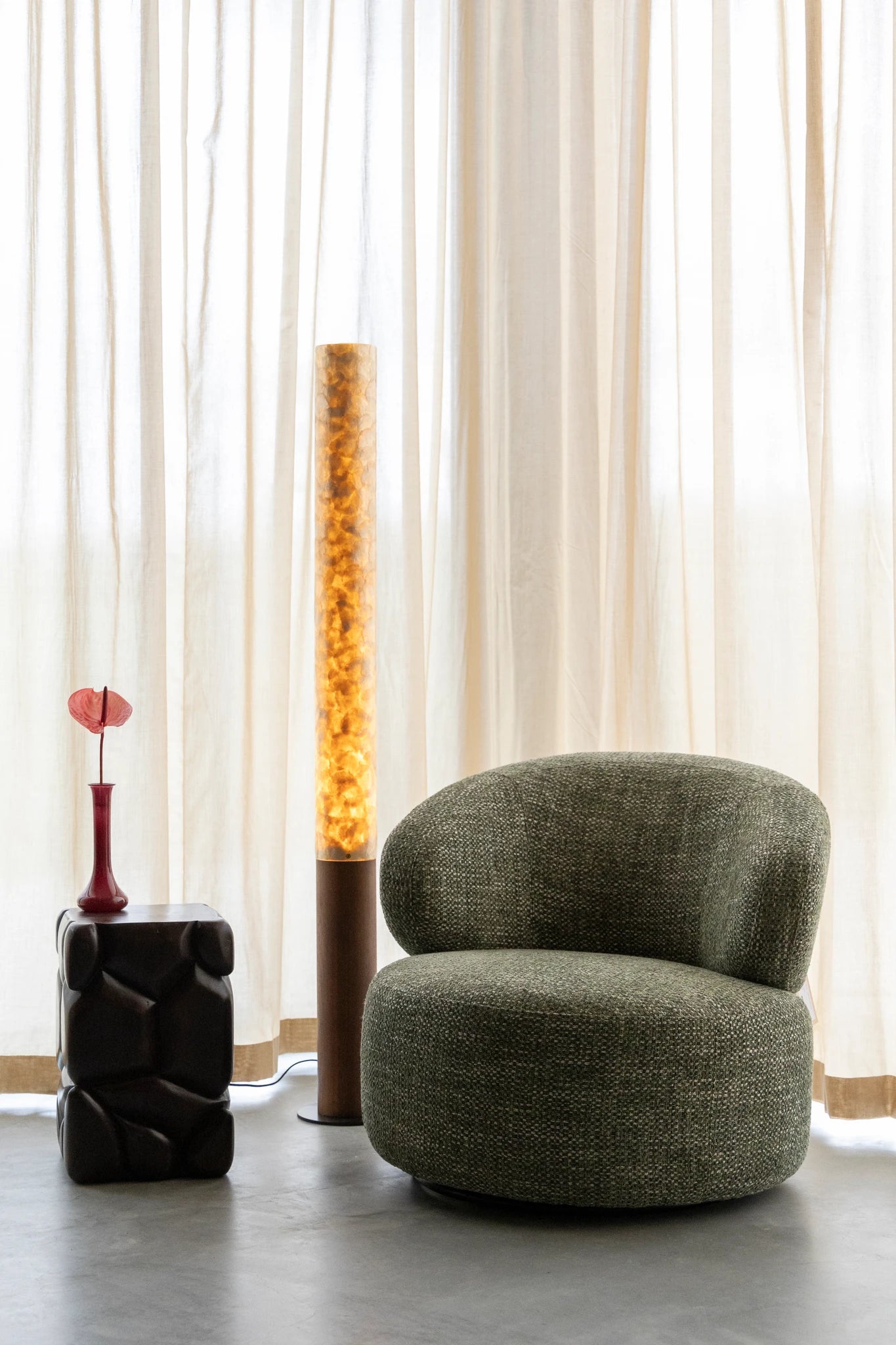Dutchbone Beam Brown Rattan Floor Lamp