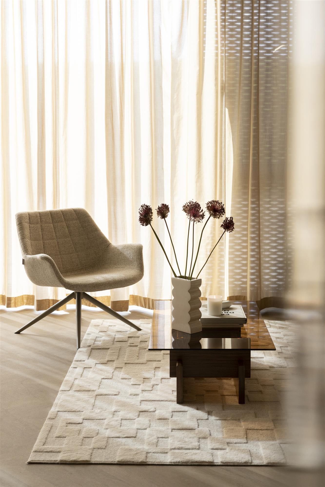 Zuiver Bricks Beige Wool Rug 200 x 300 cm
