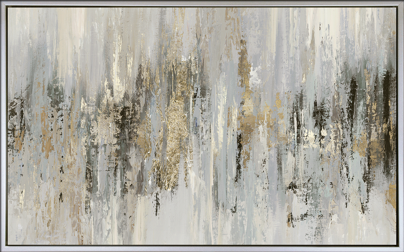 Dripping Silver - Framed Wall Art - 58.5x96cm