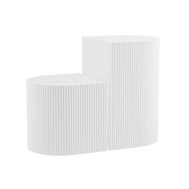 Set of 2 Reed White Reeded Side Tables