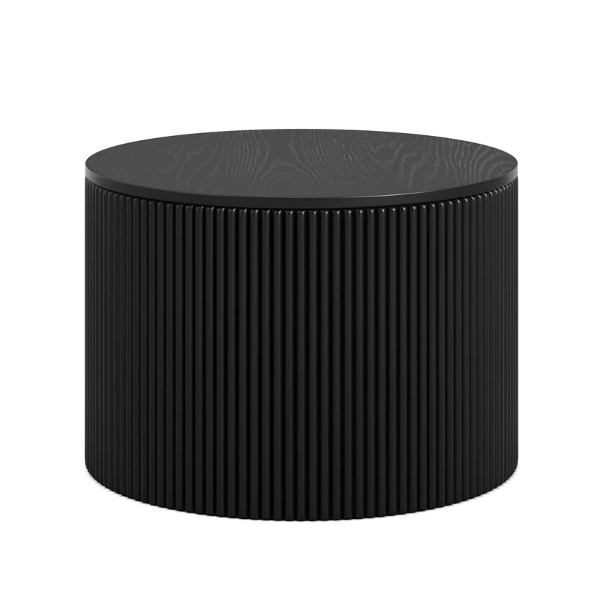 Eden Black Wood Ribbed Round Coffee Table
