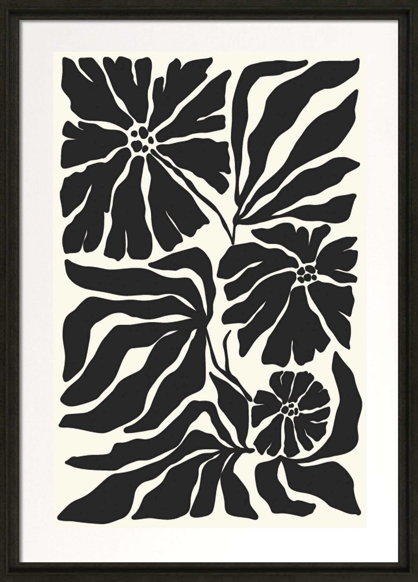Cream & Black Abstracts II - Framed Wall Art - 39x30cm