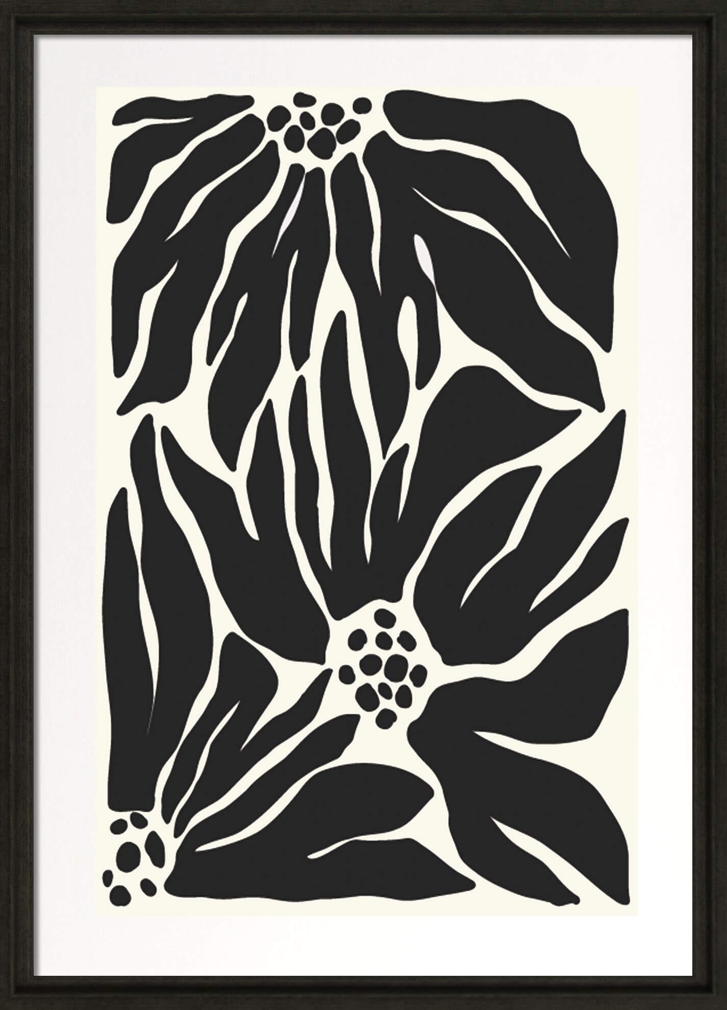 Cream & Black Abstracts IV - Framed Wall Art - 39x30cm