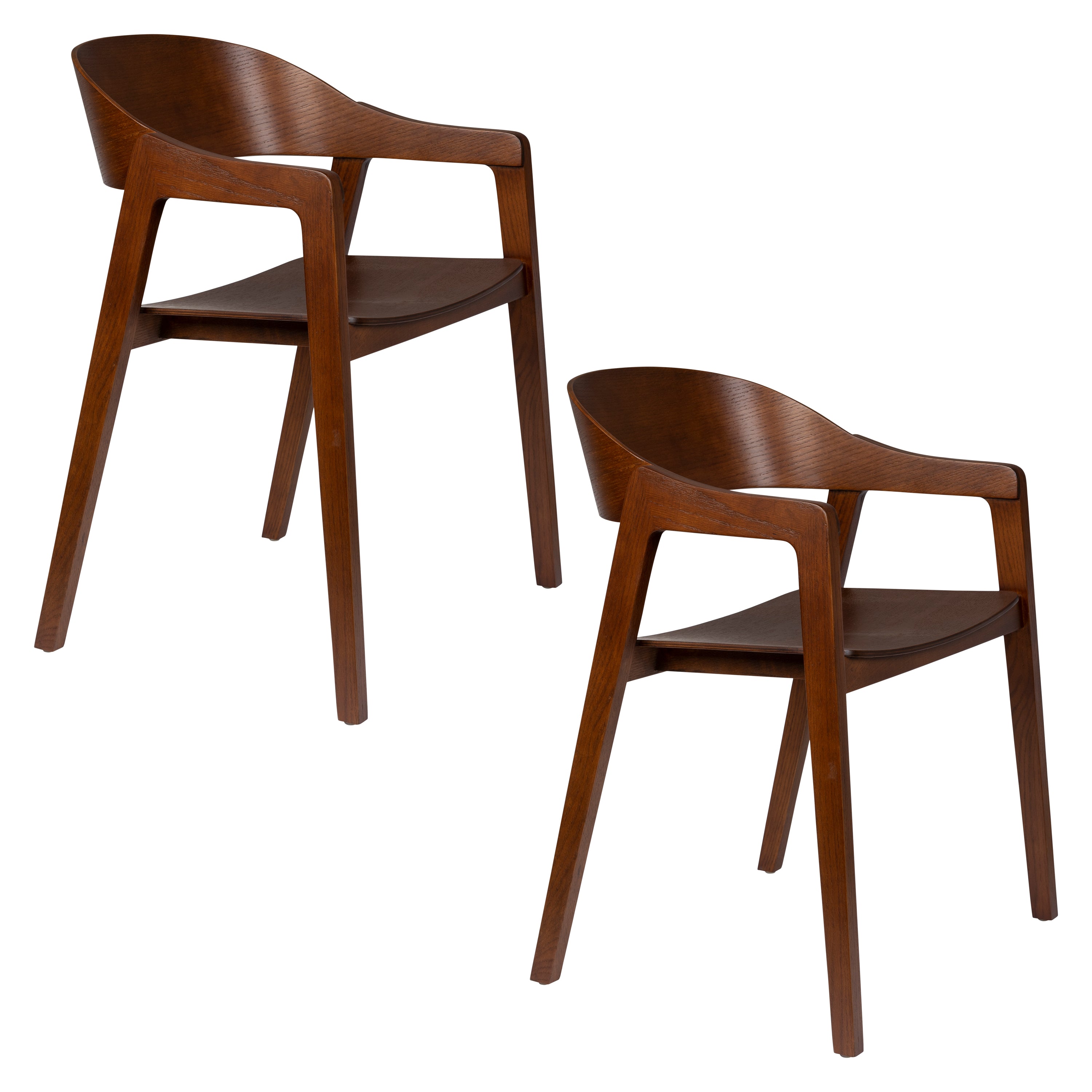 Dutchbone Set of 2 Westlake Brown Oak Wood Dining Chair