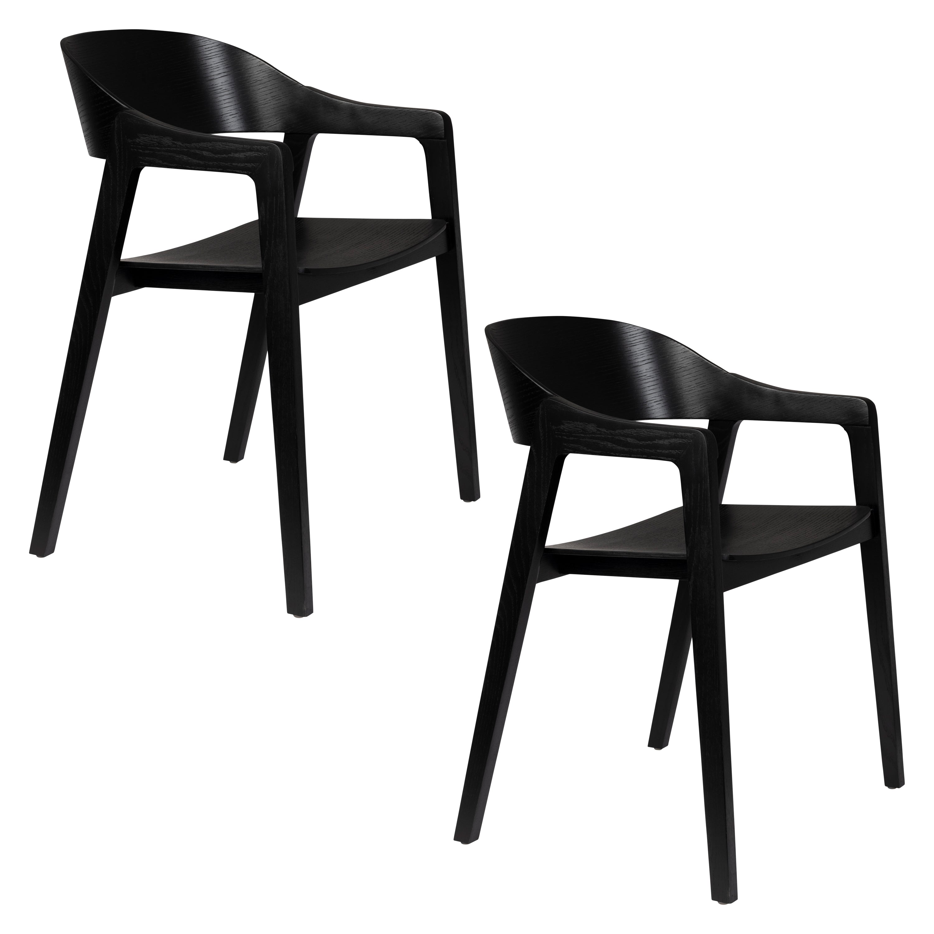 Dutchbone Set of 2 Westlake Black Oak Wood Dining Chair