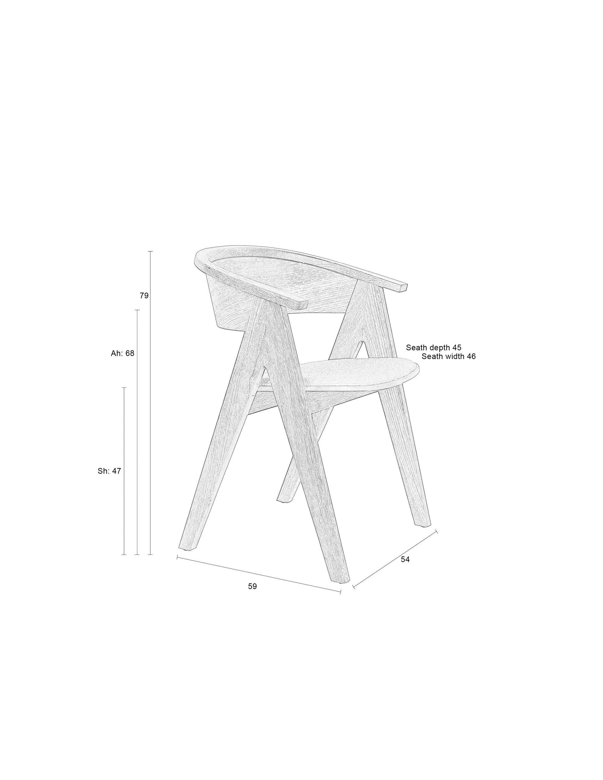 Zuiver Ndsm Natural Oak Wood Curved Dining Chair
