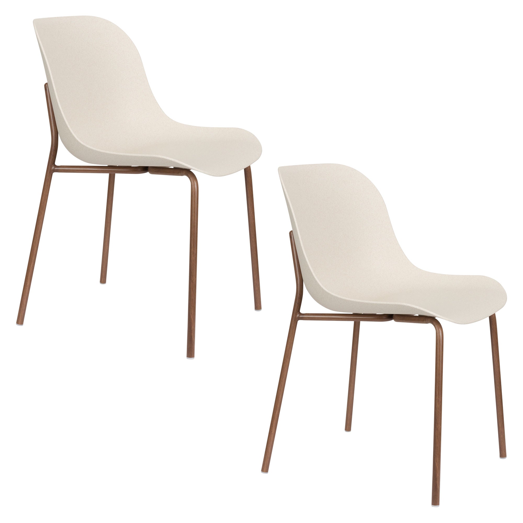 Set of 2 Wheat Cream & Wood Dining Chairs