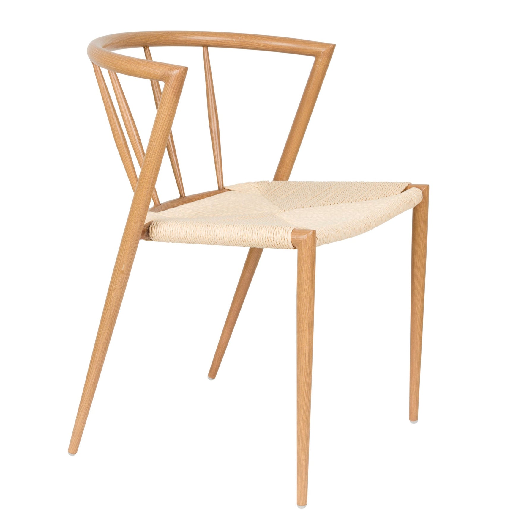 Set of 2 Che Natural Wood & Rope Curved Dining Chairs