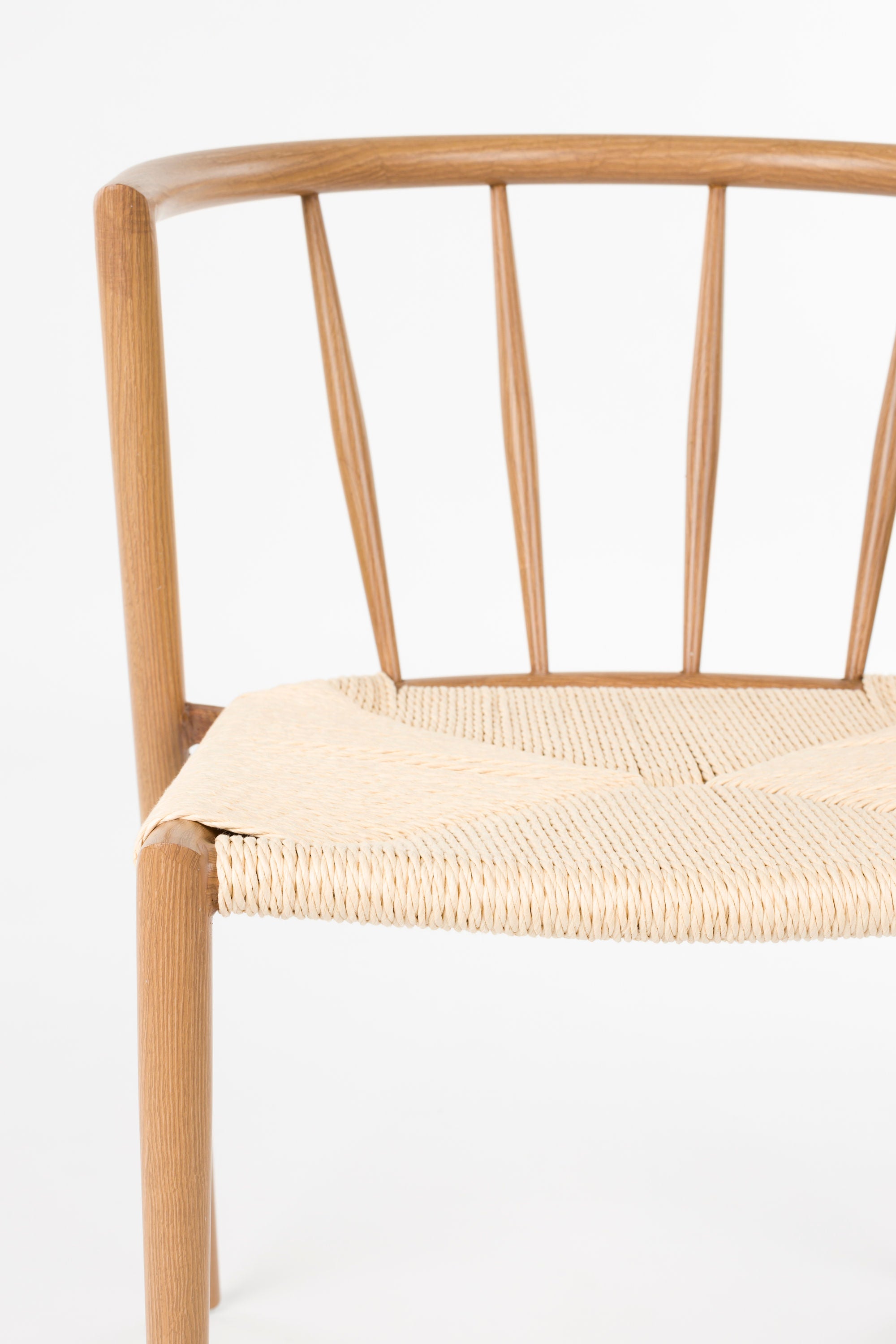 Set of 2 Che Natural Wood & Rope Curved Dining Chair