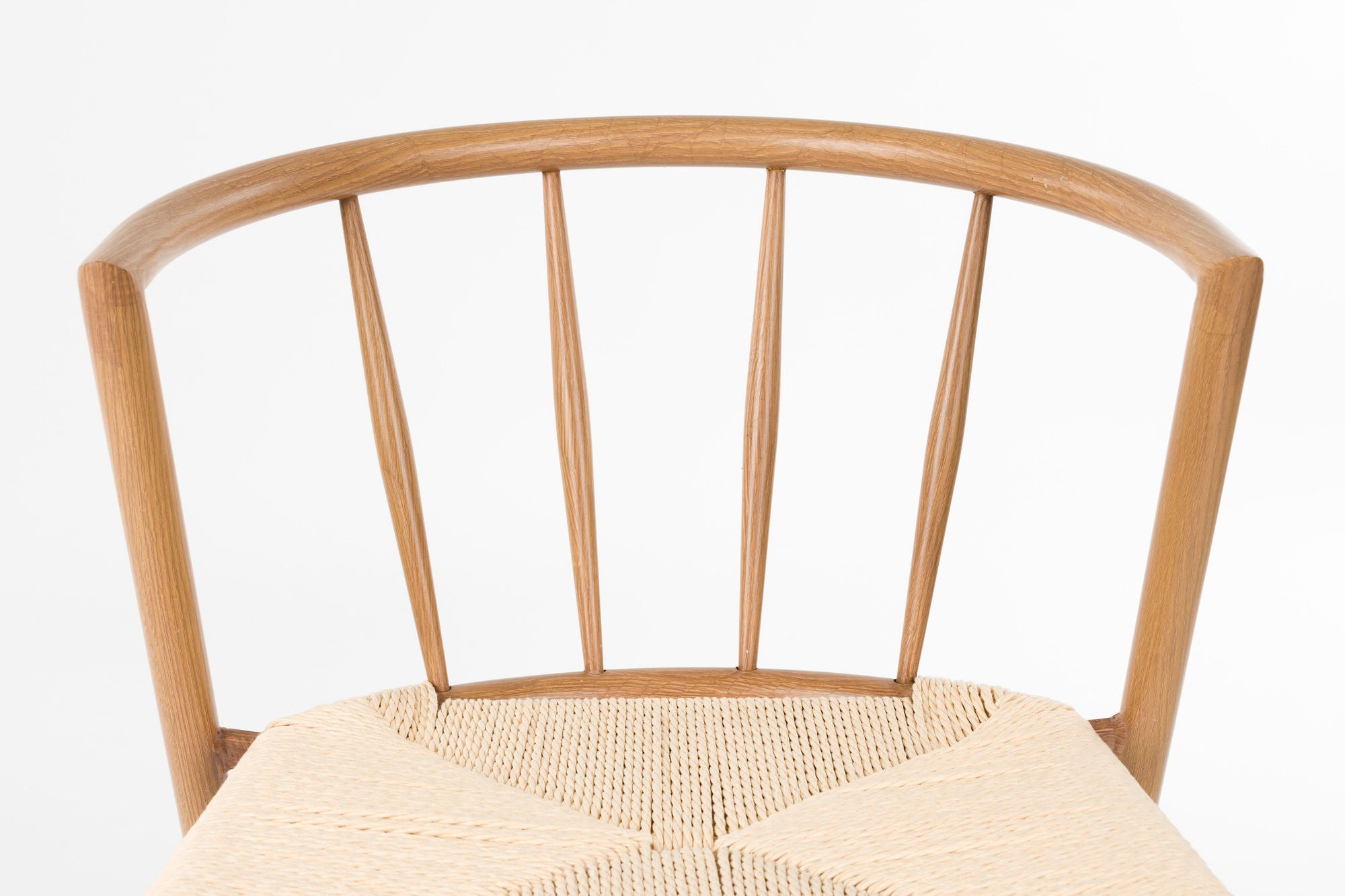 Set of 2 Che Natural Wood & Rope Curved Dining Chair