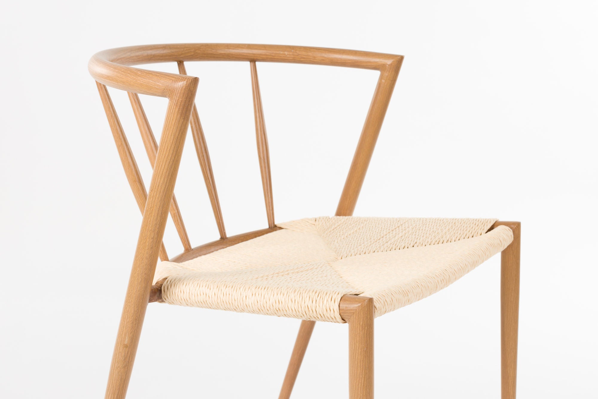 Set of 2 Che Natural Wood & Rope Curved Dining Chair