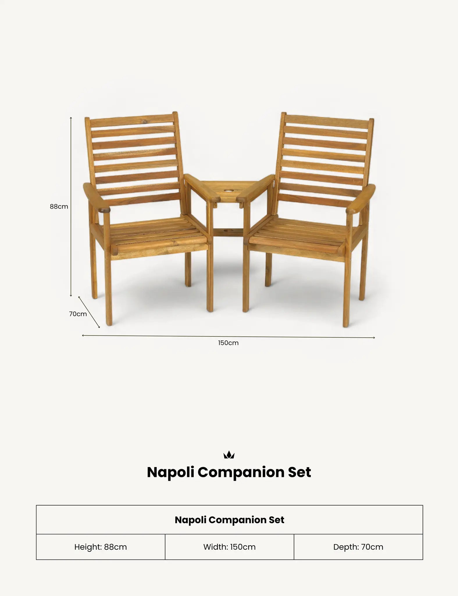 Evora Wood Outdoor Companion Bistro Dining Set
