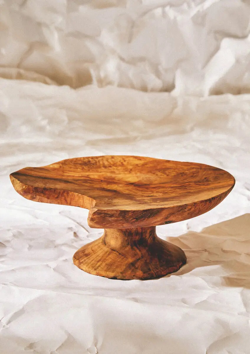 Rubin Natural Olive Wood Cake Stand
