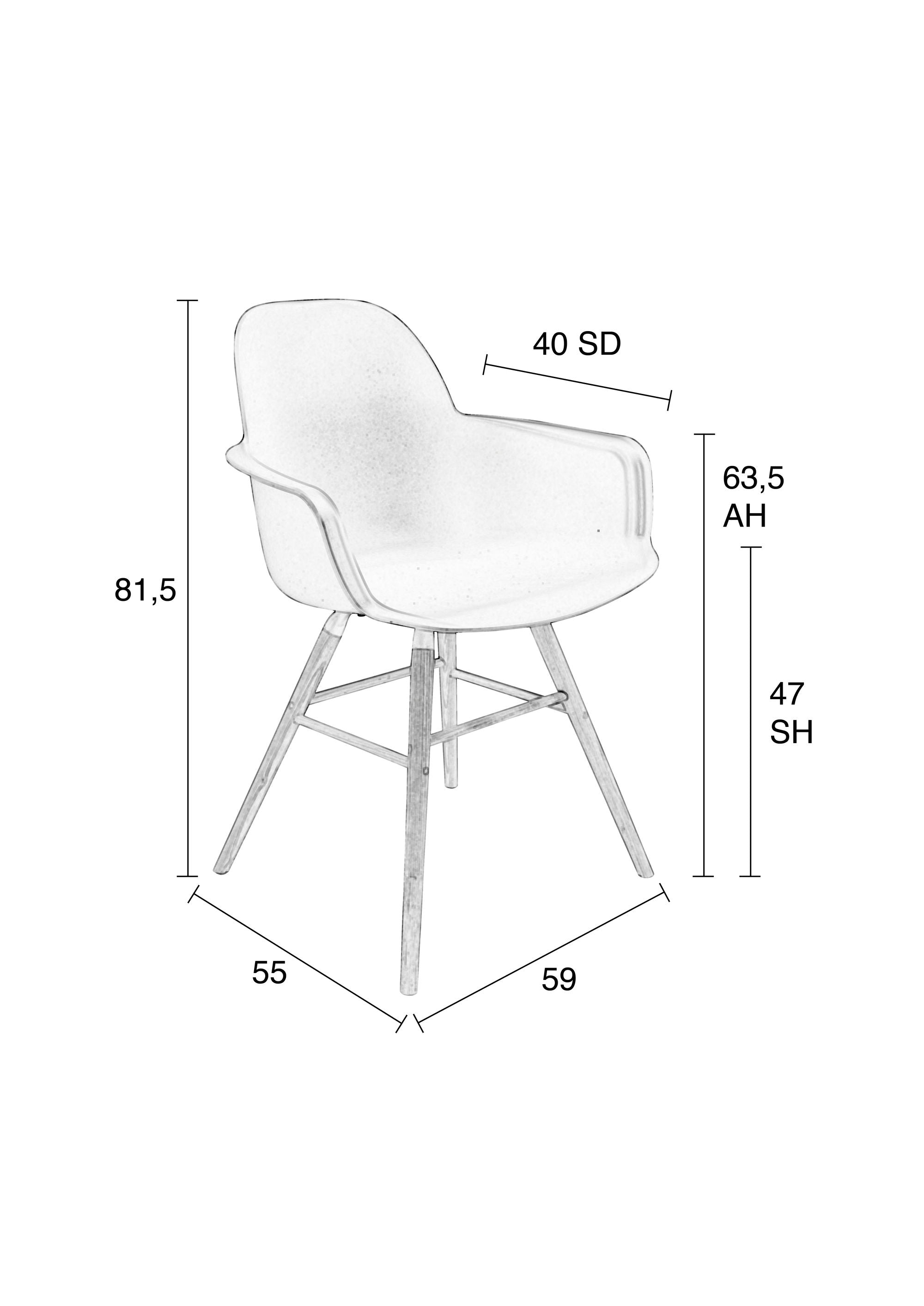 Zuiver Set of 2 Albert Kuip Light Grey Dining Chairs with Arms