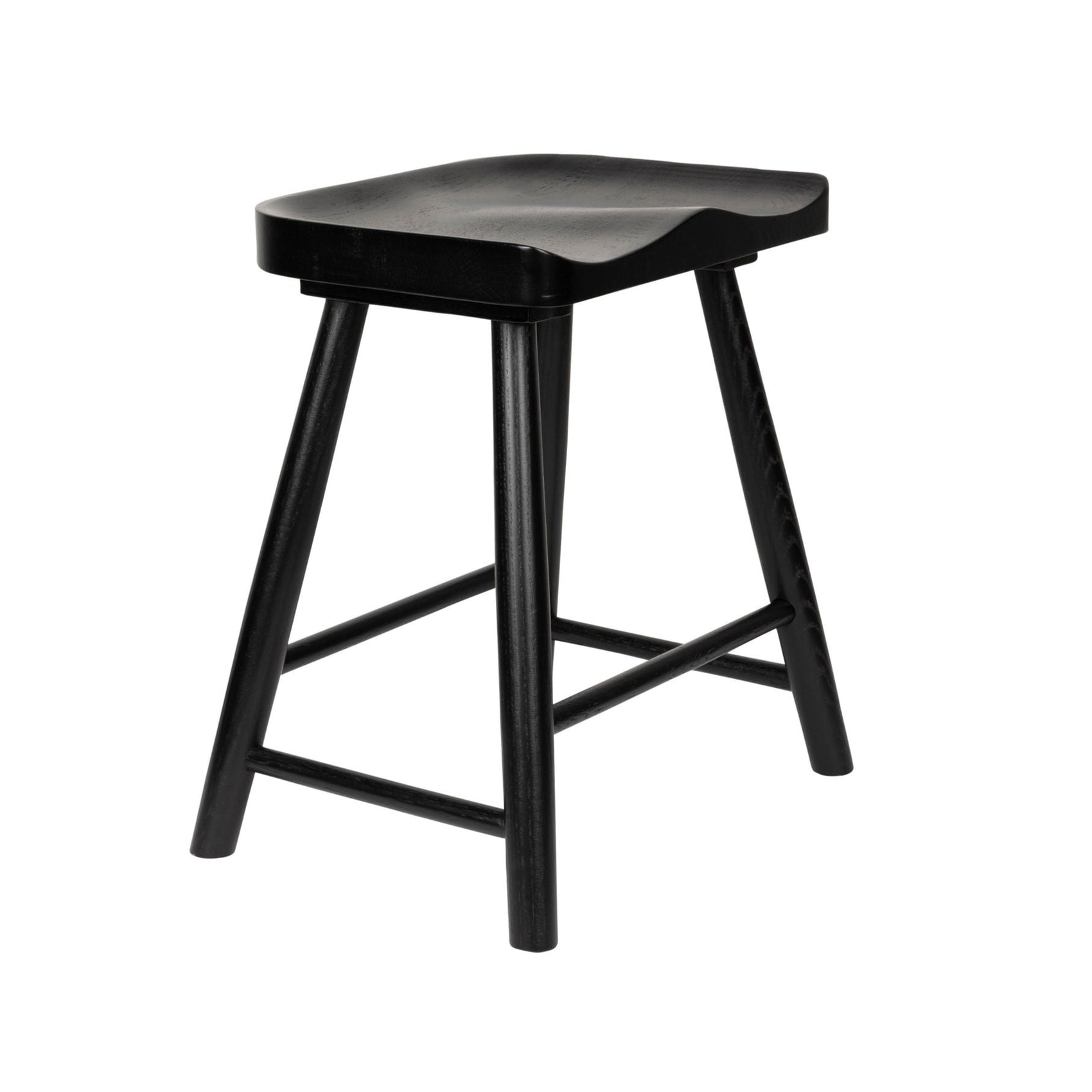 Vander Black Oak Wood Low Stool