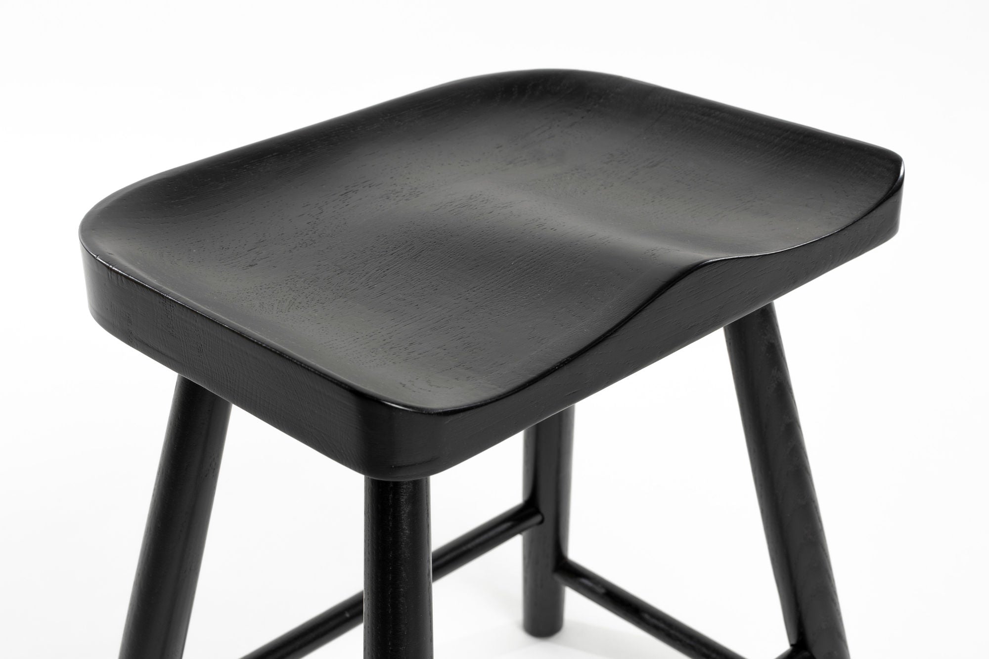 Vander Black Oak Wood Low Stool