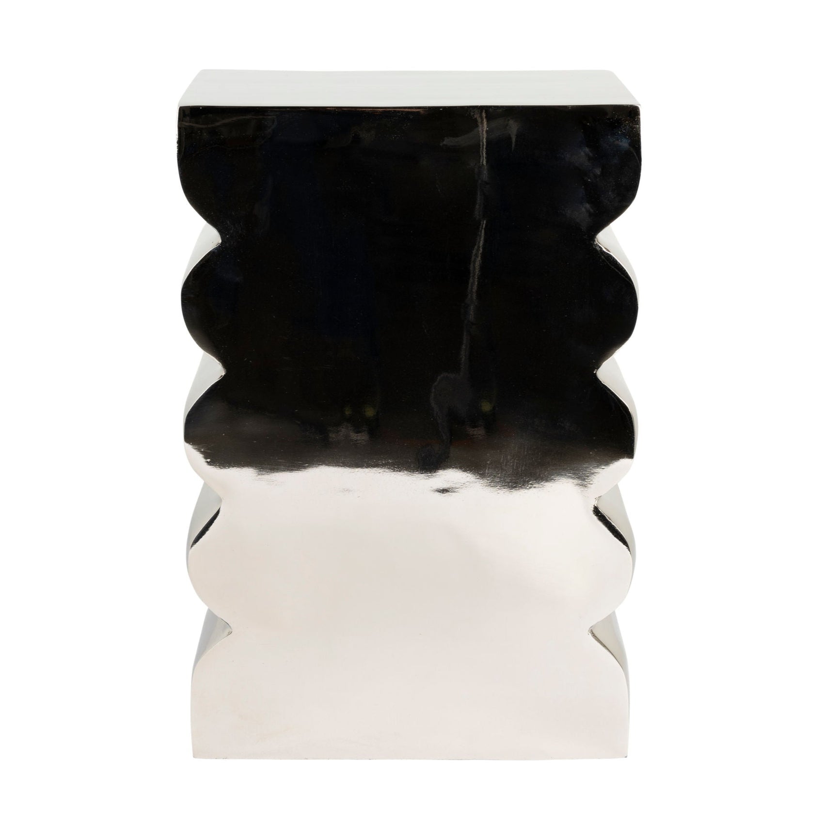 Zuiver Curves Shiny Silver Stool Side Table