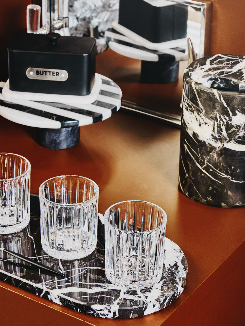 Marie Small Black & White Marble Round Cake Stand