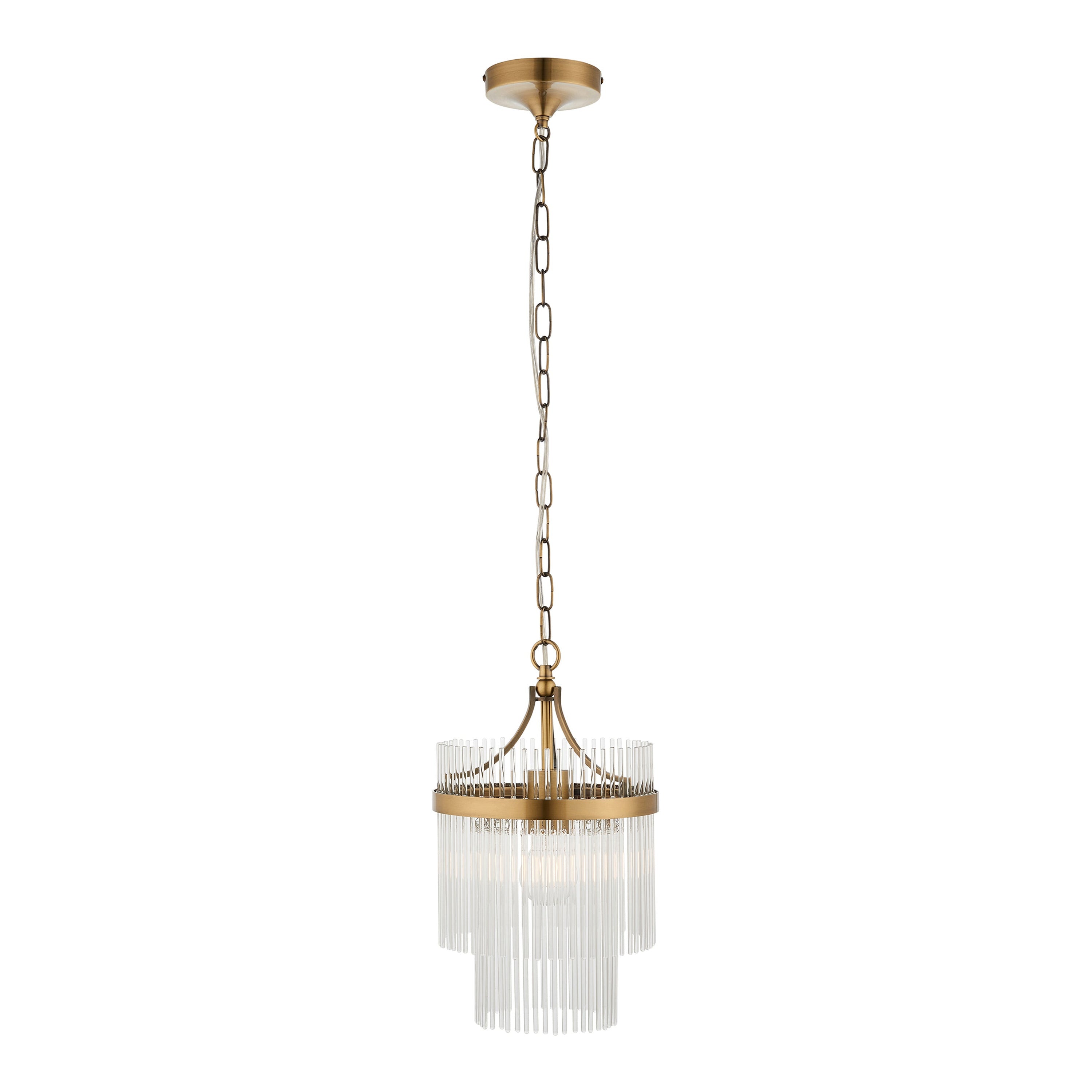 Vizzini Antique Brass Gold & Glass Single Pendant Light