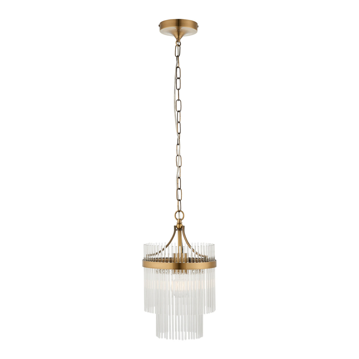 Vizzini Antique Brass Gold & Glass Single Pendant Light