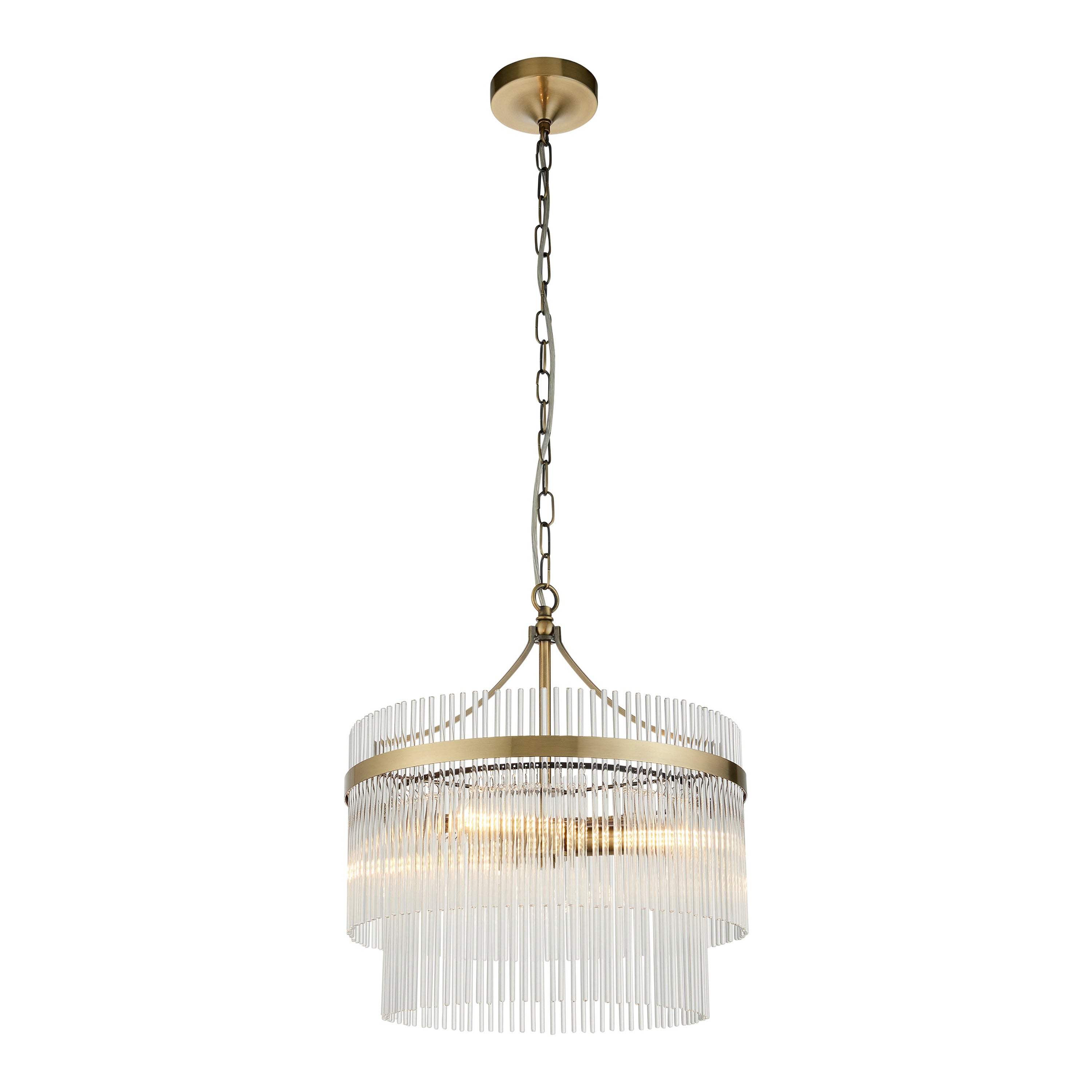 Vizzini Antique Brass Gold & Glass Pendant Light | Medium