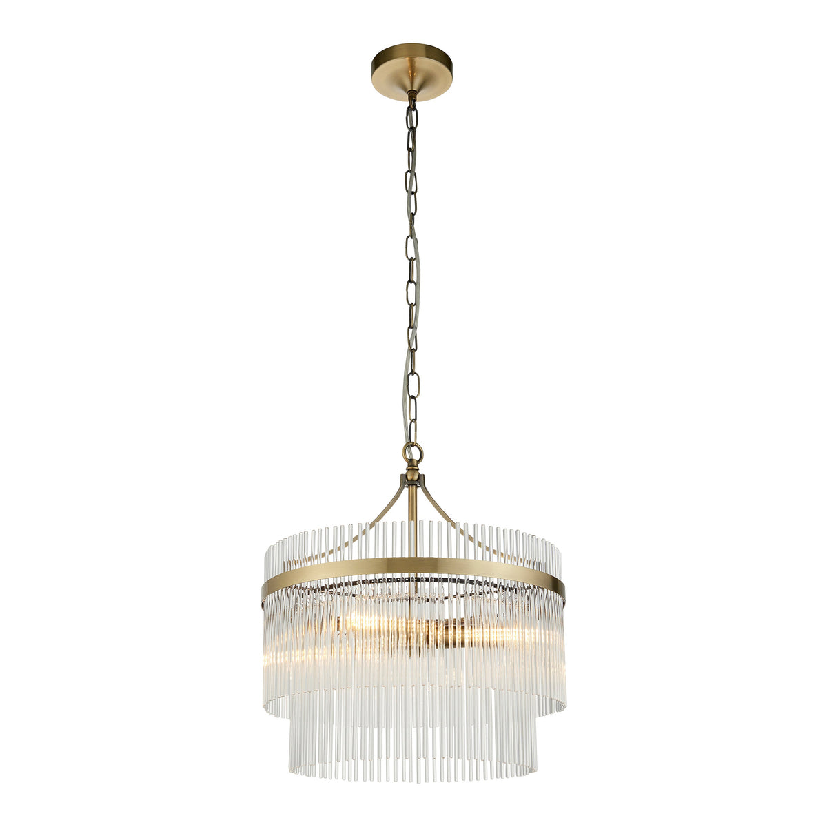 Vizzini Antique Brass Gold & Glass Pendant Light | Medium