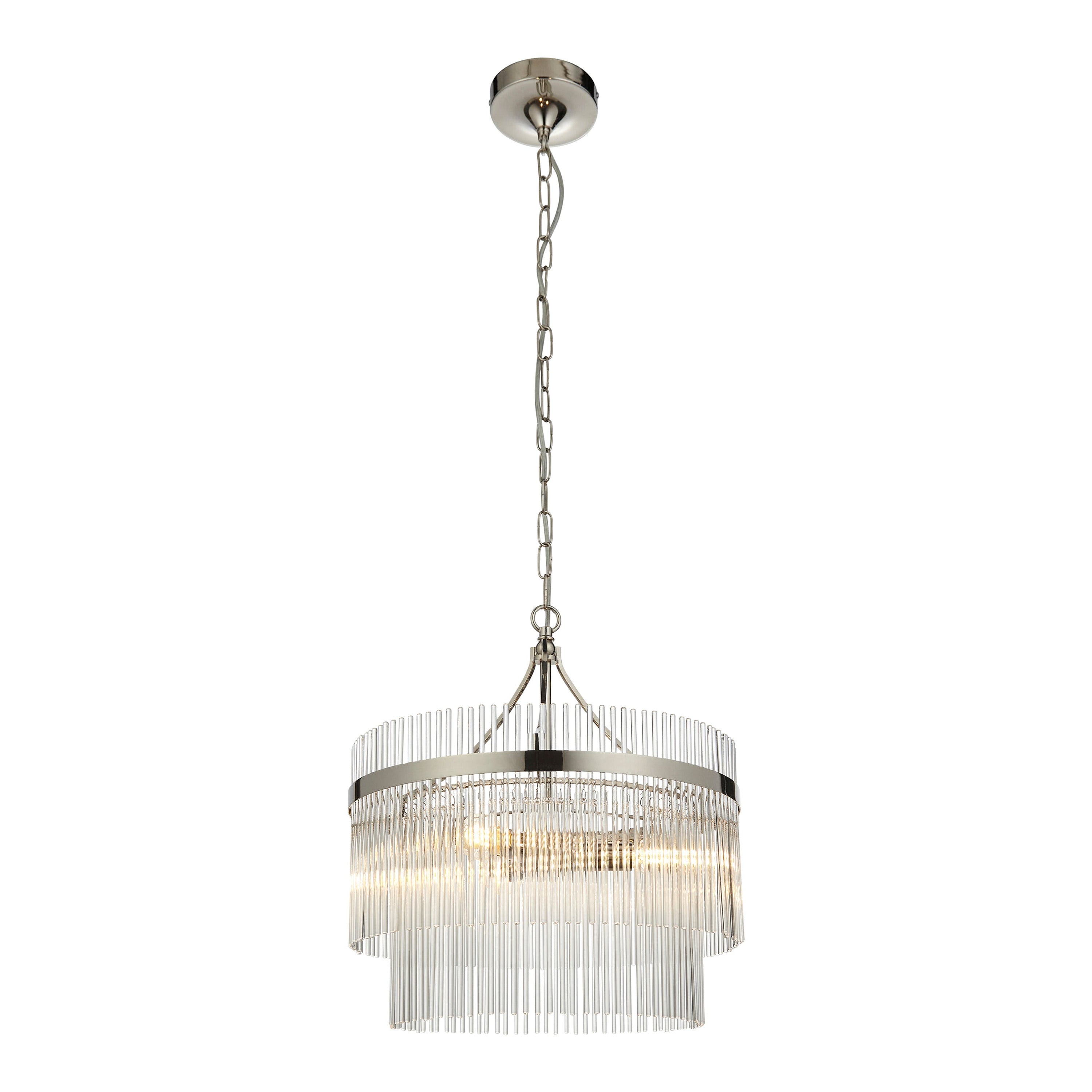 Vizzini Bright Nickel & Glass Pendant Light | Medium