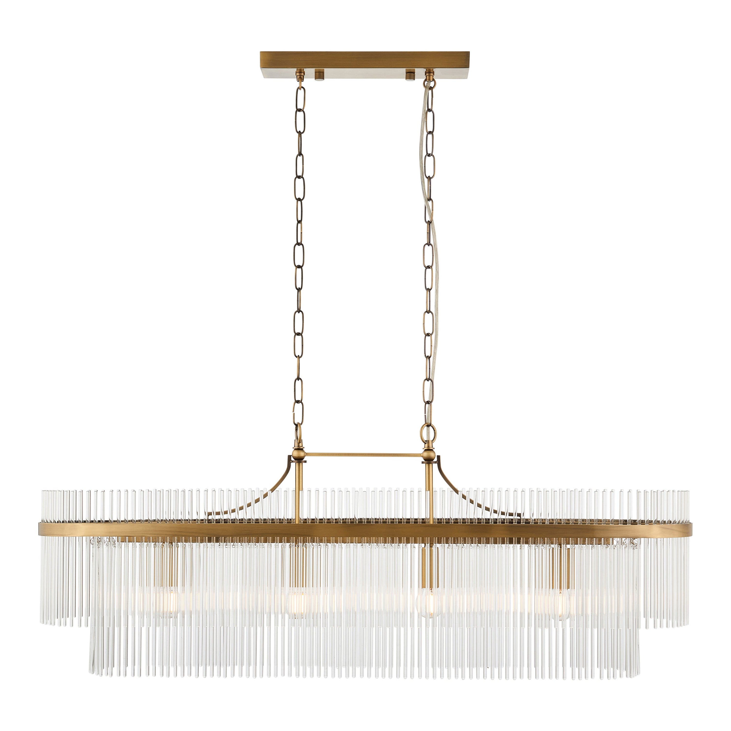 Vizzini Antique Brass Gold & Glass Oval Pendant Light