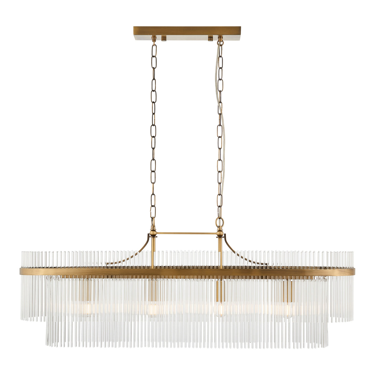 Vizzini Antique Brass Gold & Glass Oval Pendant Light