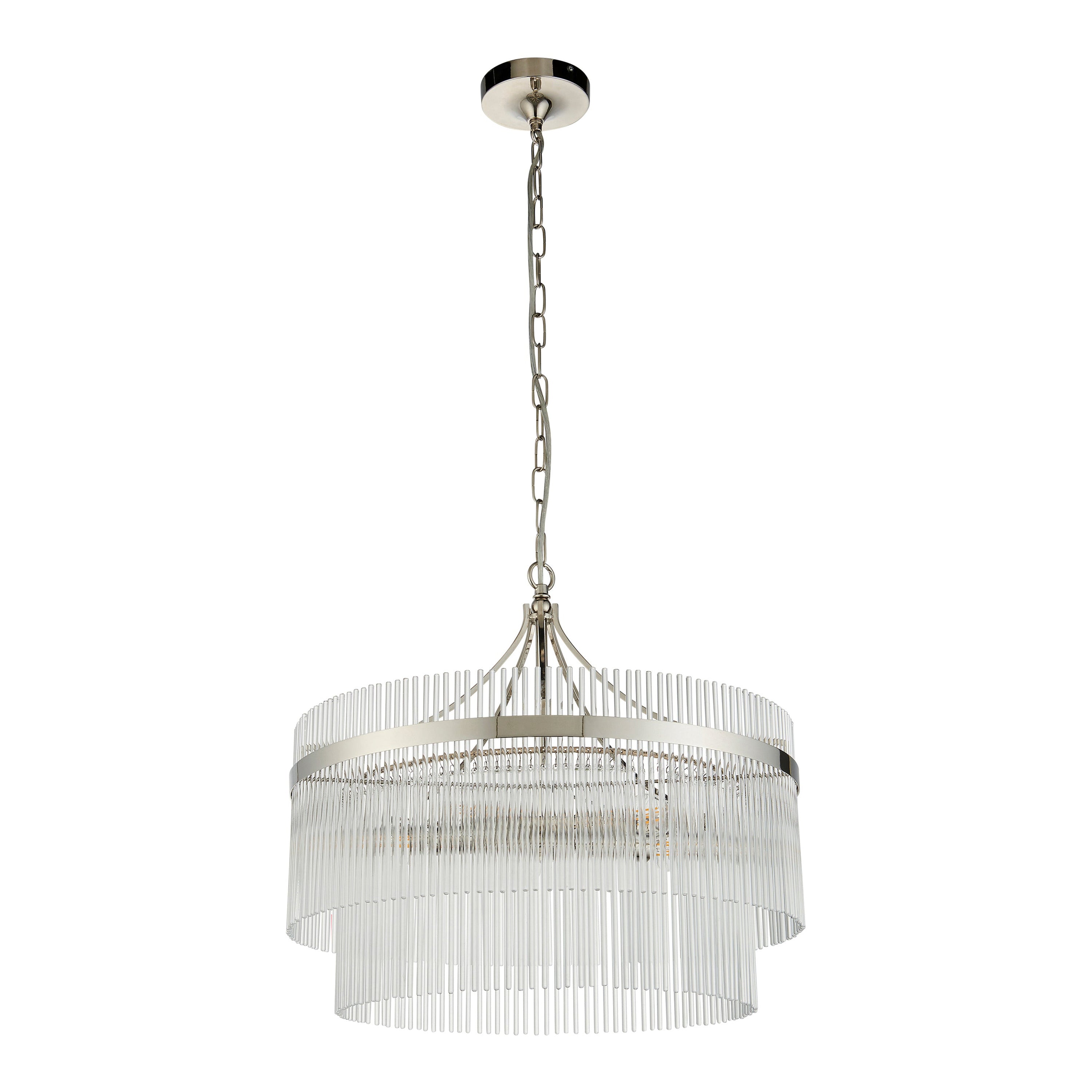 Vizzini Bright Nickel & Glass Pendant Light | Large