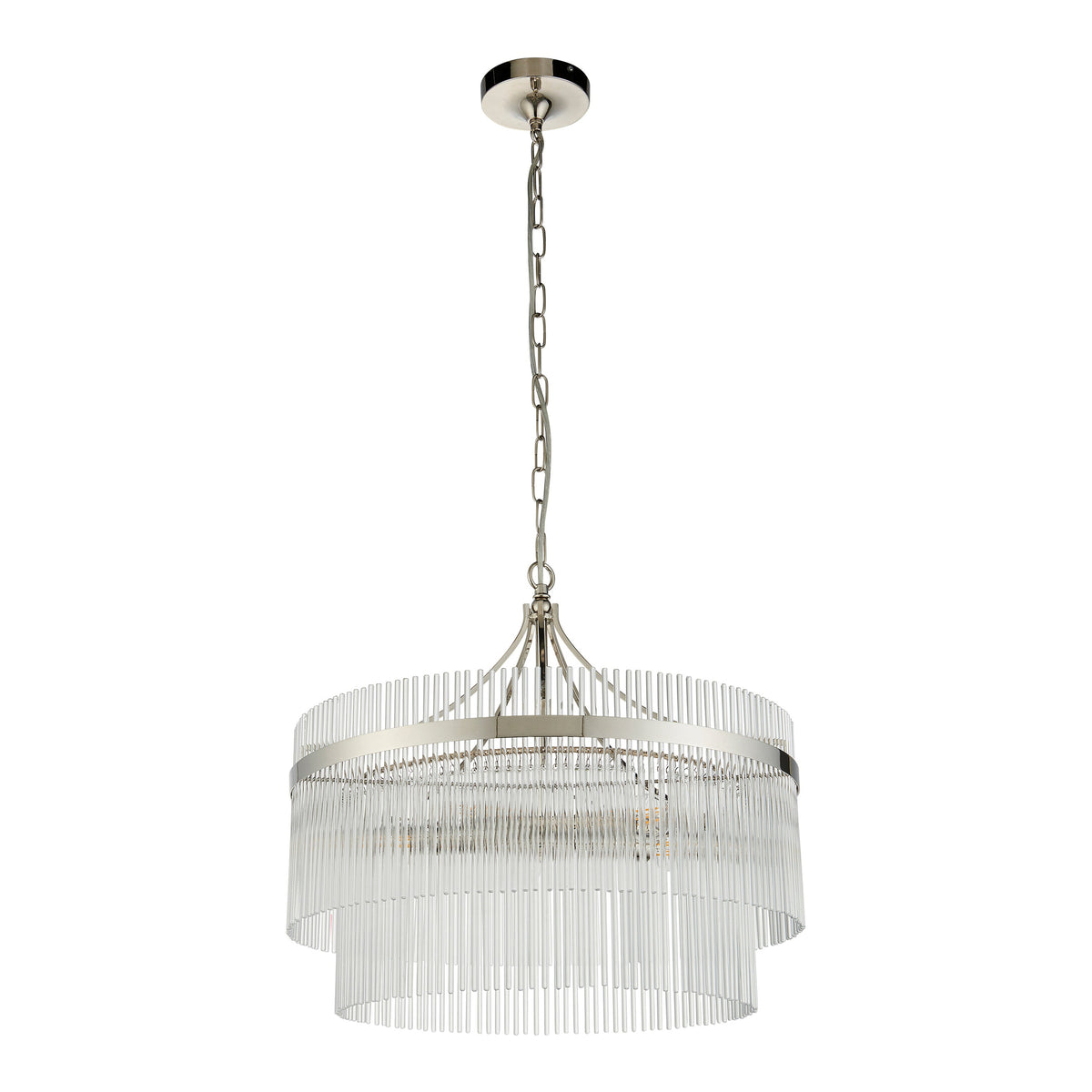 Vizzini Bright Nickel & Glass Pendant Light | Large