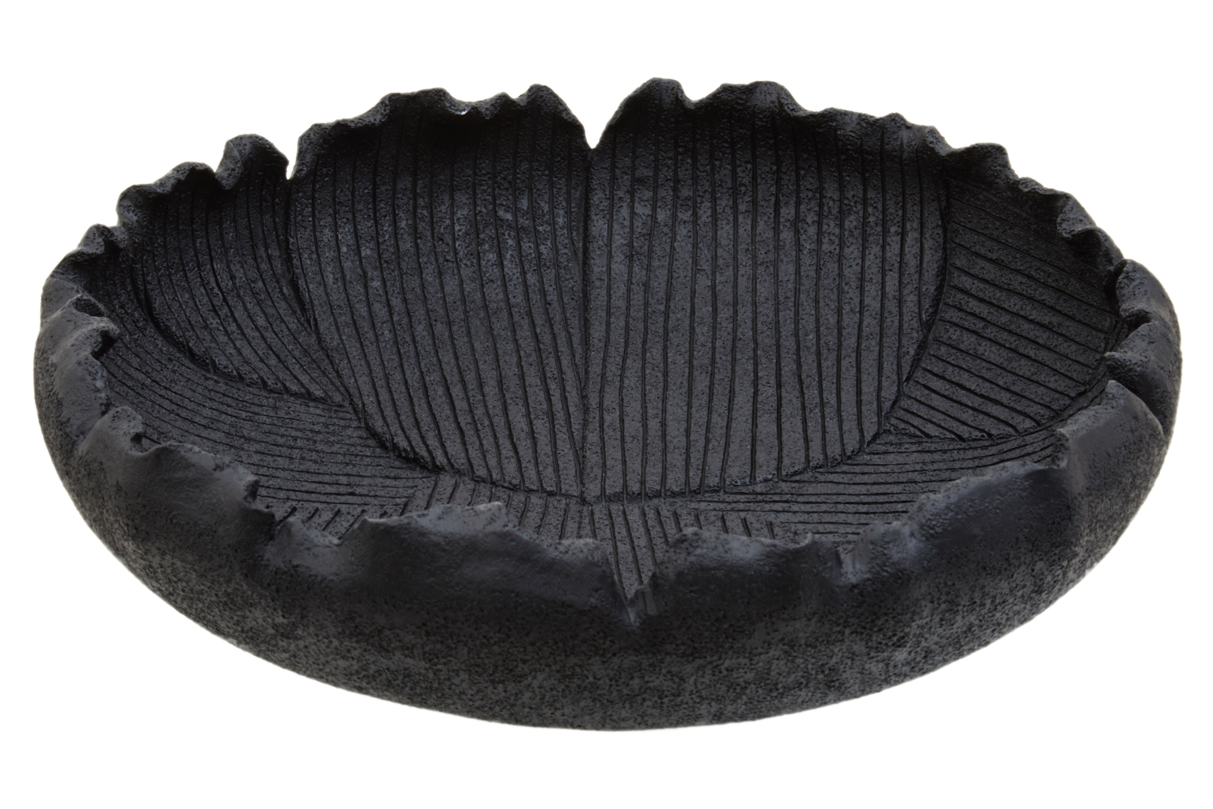 Bobbin Ribbed Black Flat Bowl