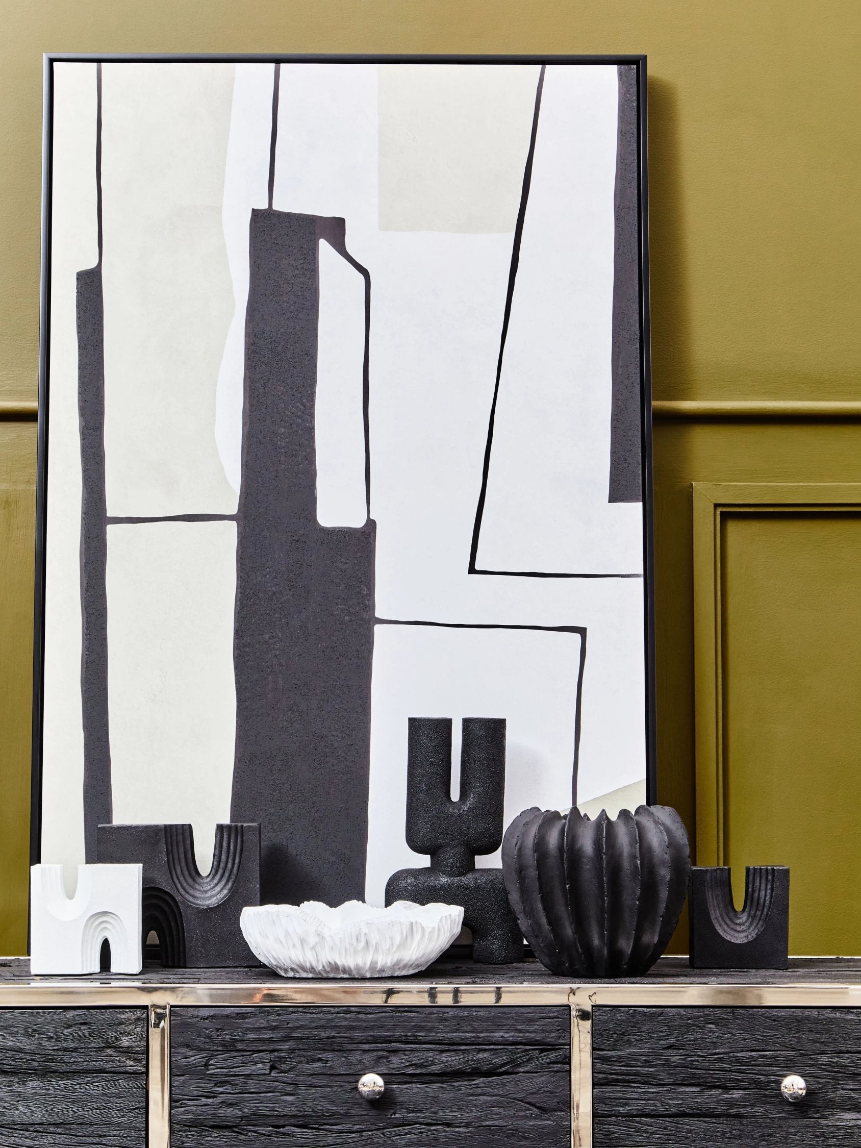 Set of 2 Forma Black & White Bookends