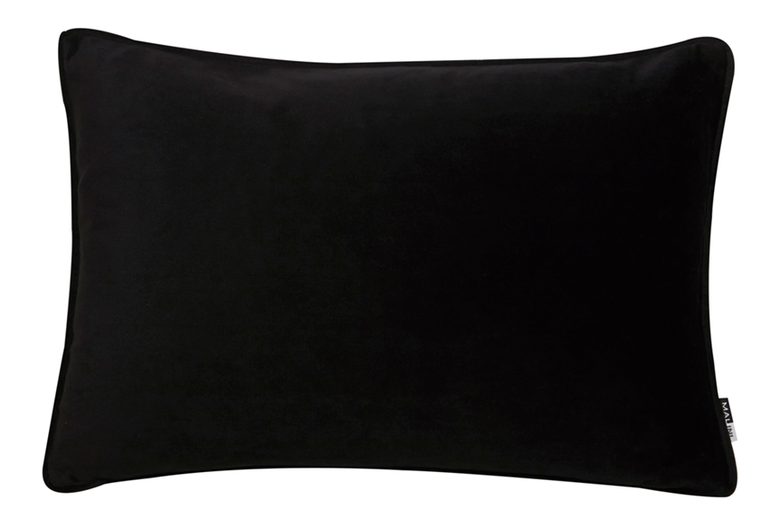 Malini Luxe Matt Velvet Black Rectangle Cushion 30x45