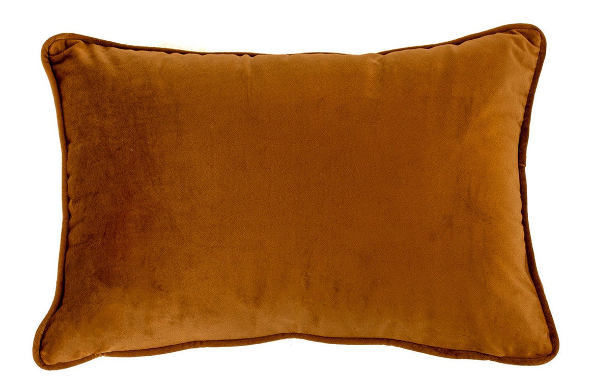Malini Luxe Velvet Piped Tan Rectangle Cushion 30x45
