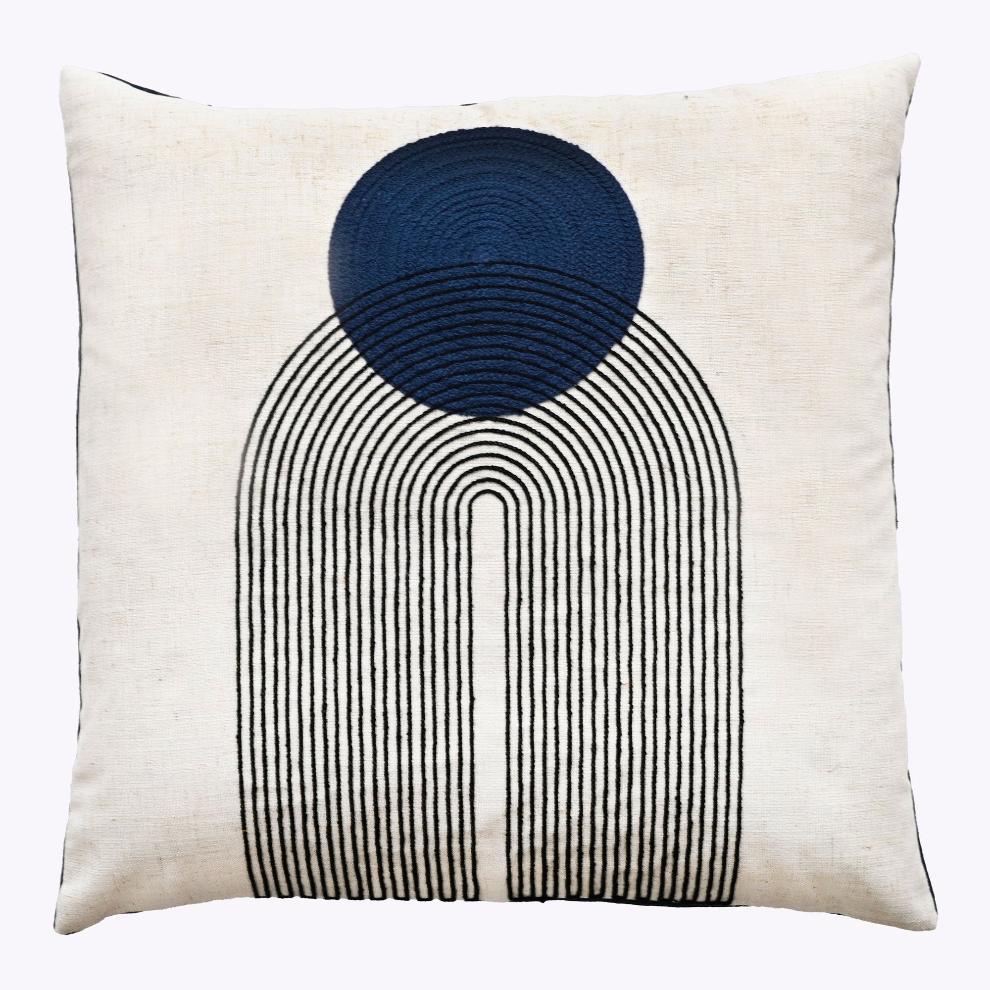 Malini Saloni Art Deco Design Navy Square Cushion 45x45