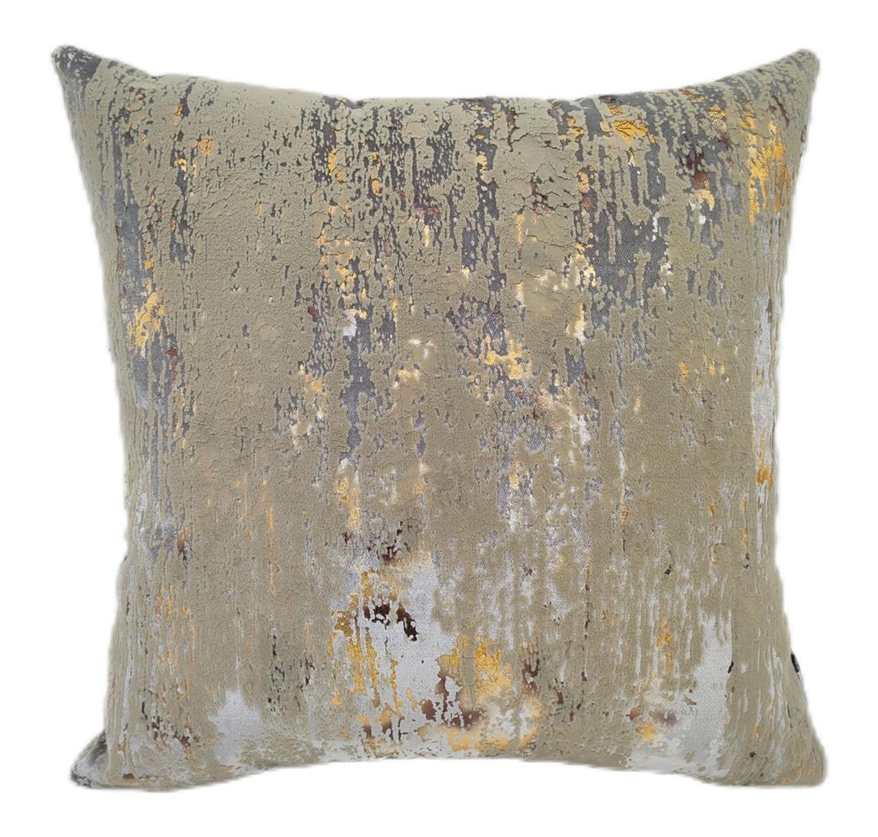 Malini Torcello Flock & Foil Velvet Silver Square Cushion 56x56