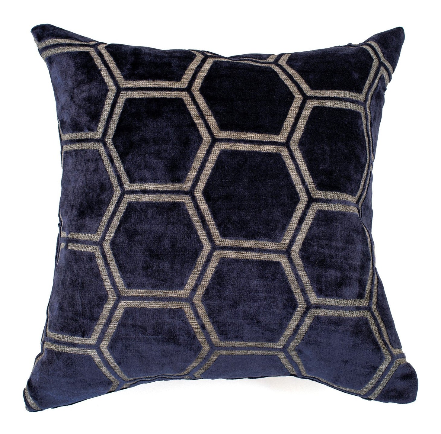 Malini Ivor Hexagon Velvet Navy Square Cushion 56x56