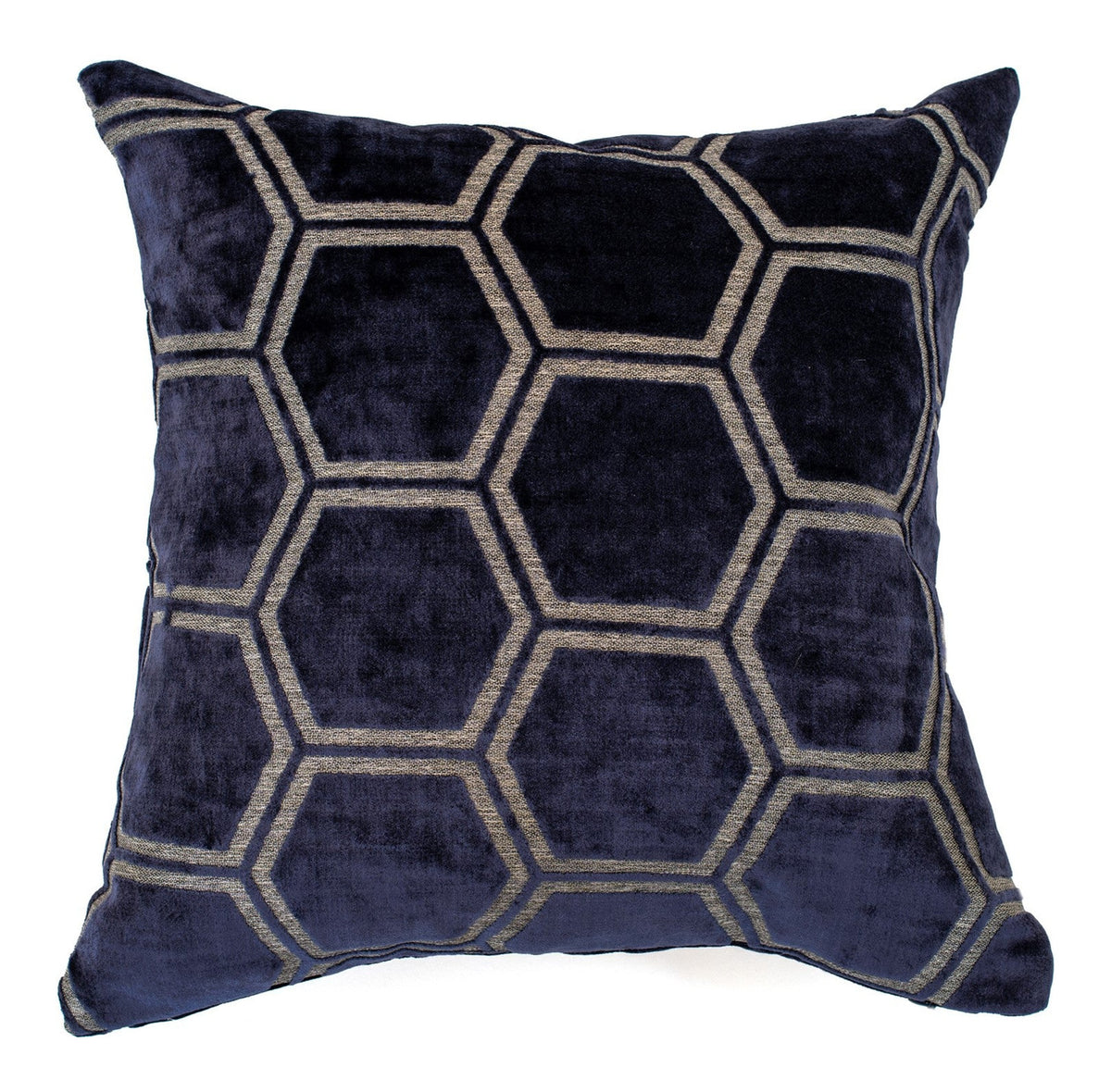 Malini Ivor Hexagon Velvet Navy Square Cushion 56x56