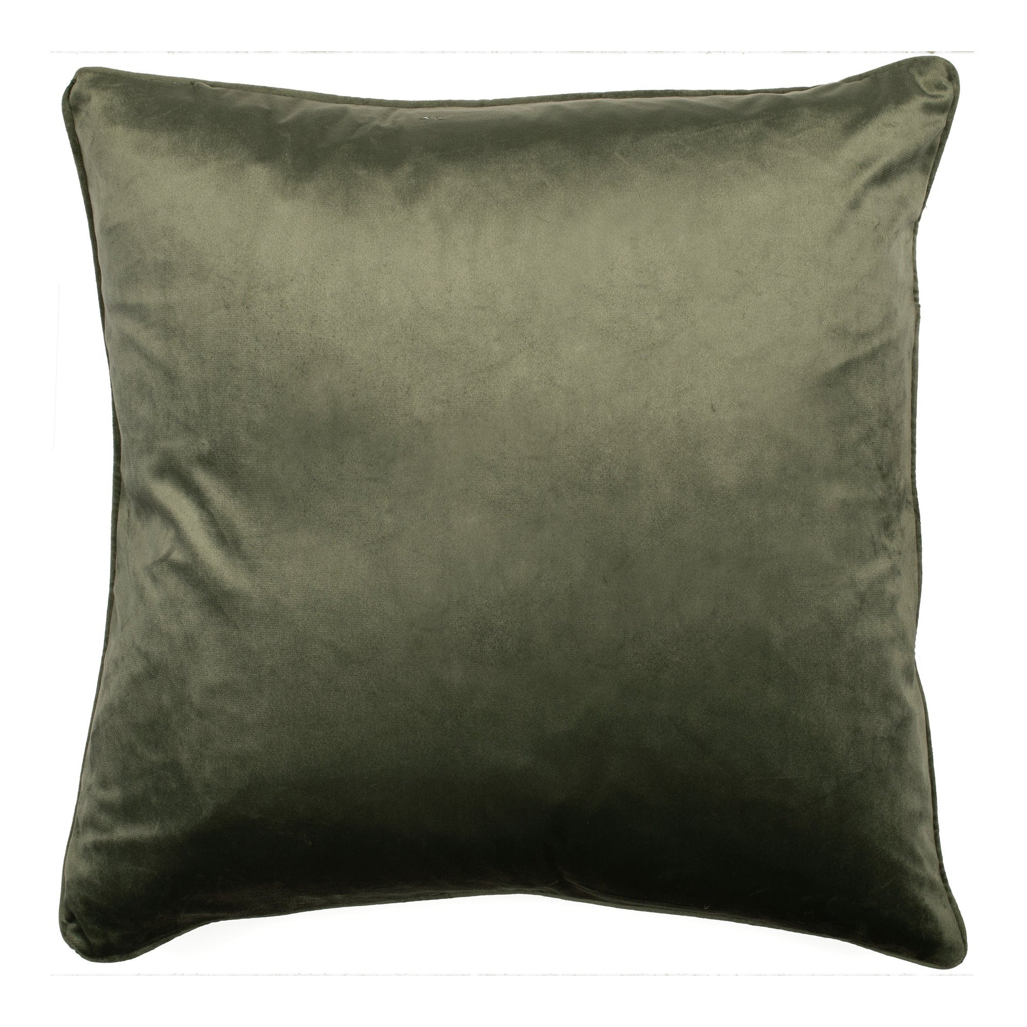 Malini Luxe Velvet Piped Olive Green Square Cushion 43x43