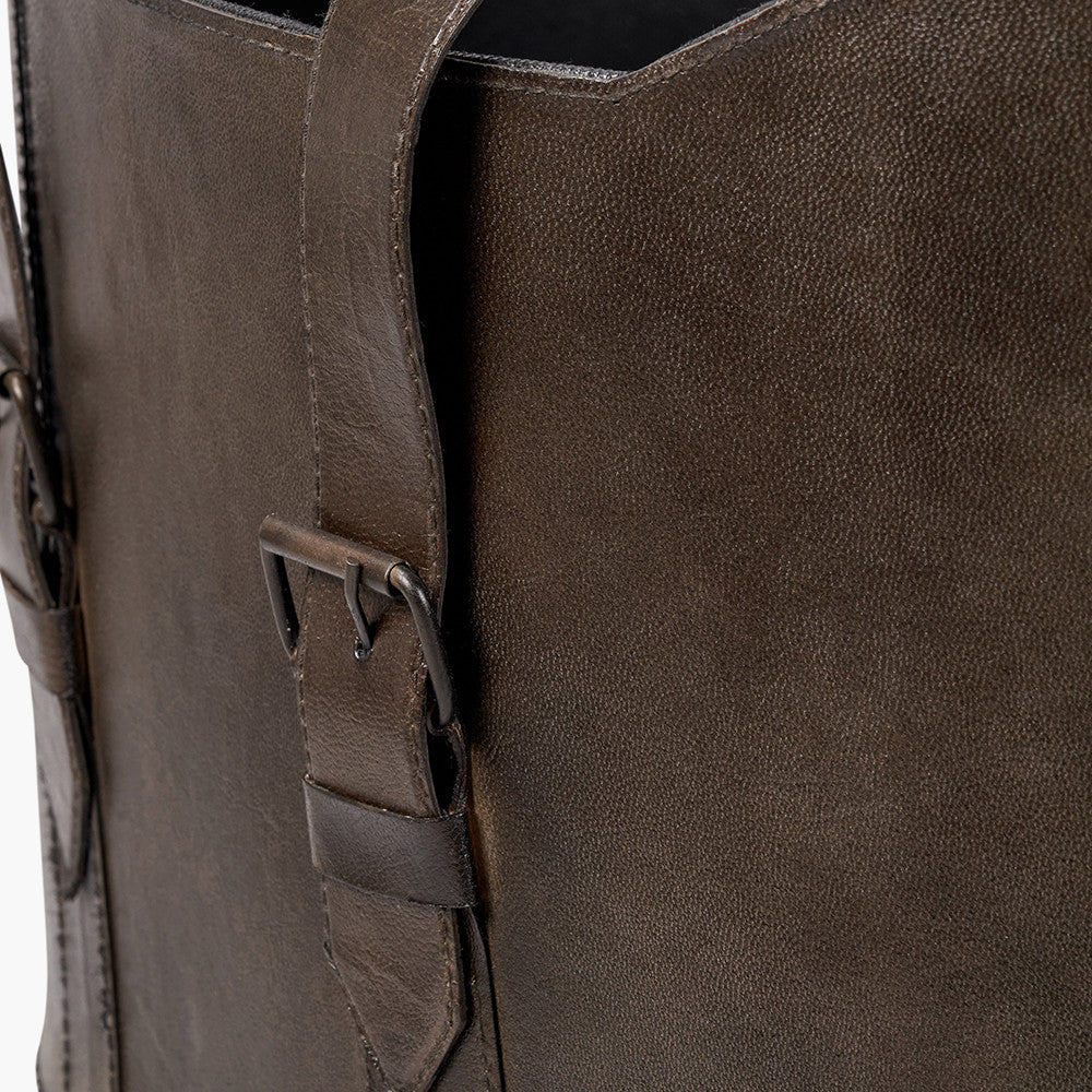 Set of 2 Alessio Peppercorn Leather Handled Storage