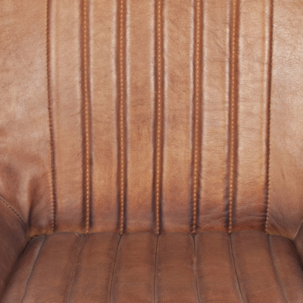 Angelo Vintage Brown Leather & Black Metal Retro Dining Chair