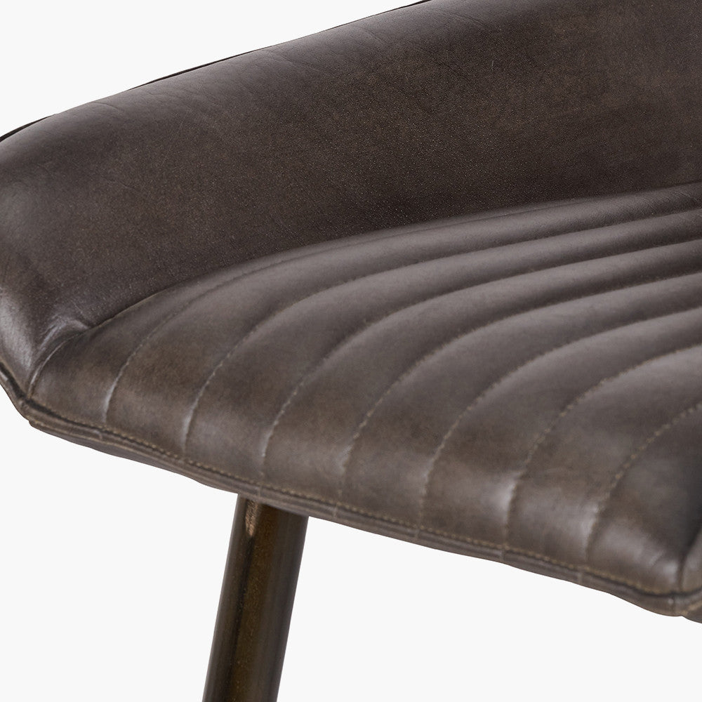 Angelo Peppercorn Leather & Bronze Metal Retro Bar Stool