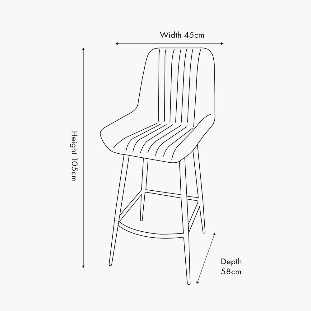 Angelo Peppercorn Leather & Bronze Metal Retro Bar Stool