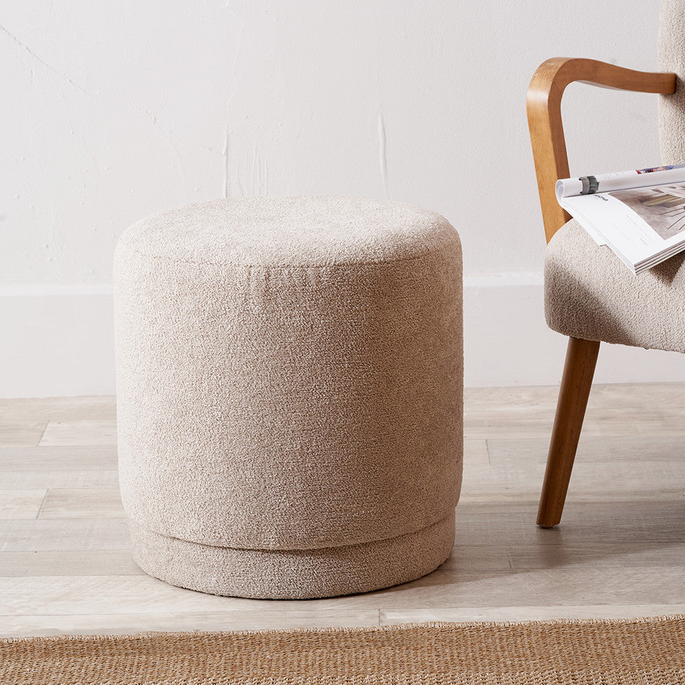 Sassari Taupe Teddy Boucle Pouffe