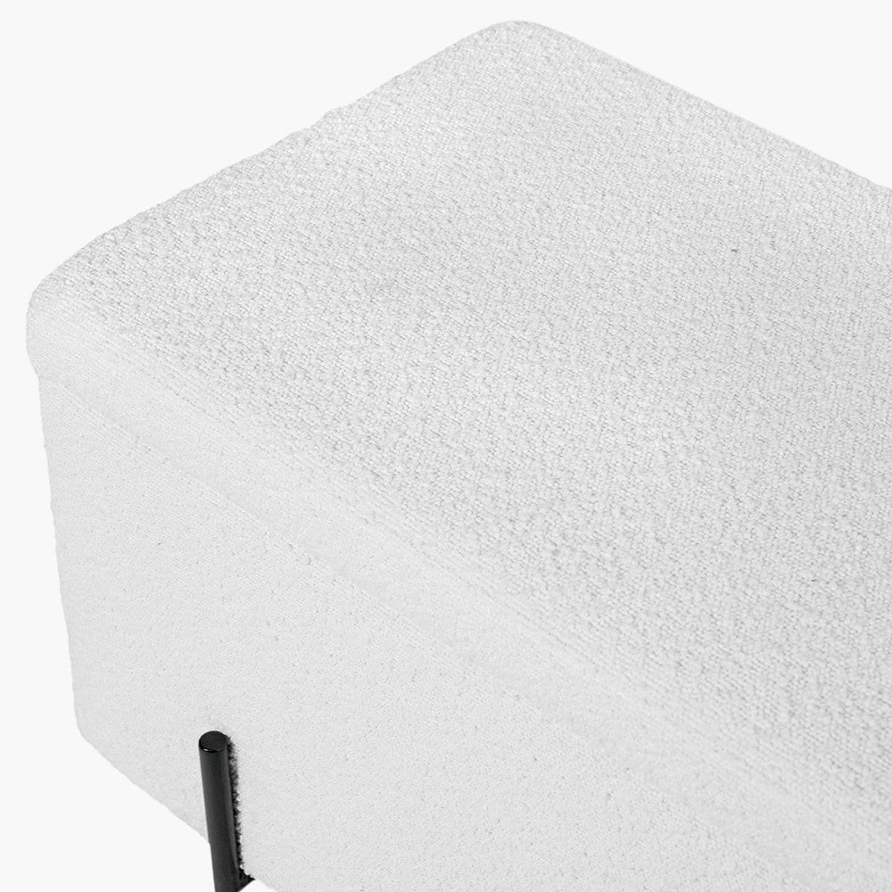 Catania White Boucle Storage Bench