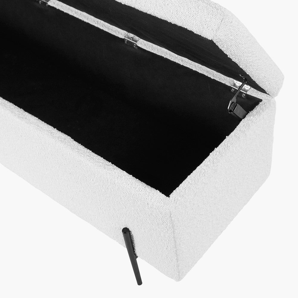 Catania White Boucle Storage Bench